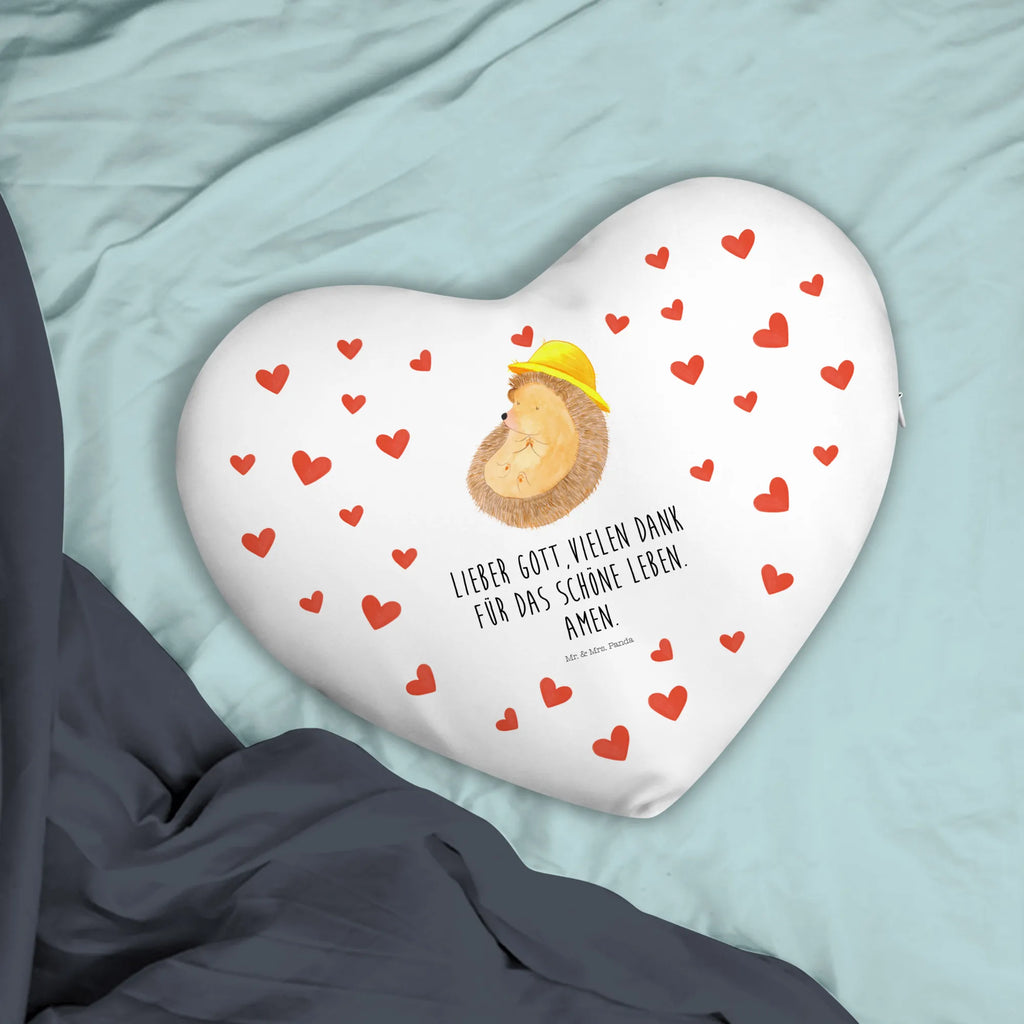 Heart cushion Hedgehog Pray small animals, cute, funny, cute animal motives, hand drawn, small world, funny sayings, good mood, happy, gifts, gift ideas, special gifts, animal lover, card, life, Amen, gratitude, enjoy, God, pray, sun hat, hedgehog, hedgehog with hat, be grateful