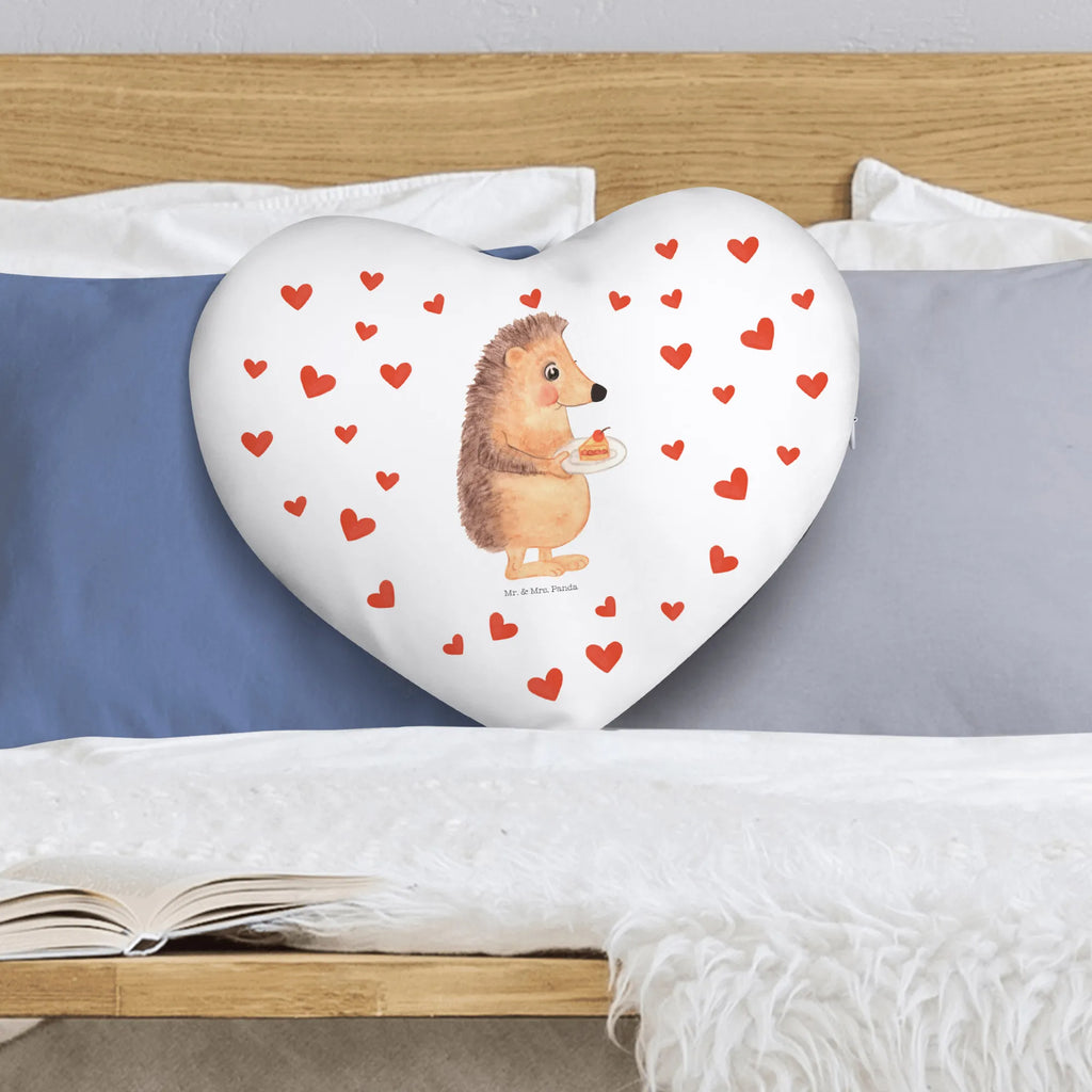 Heart cushion Hedgehog piece of cake small animals, cute, funny, cute animal motives, hand drawn, small world, funny sayings, good mood, happy, gifts, gift ideas, special gifts, animal lover, card, invitation party, bake cake, cake, hedgehog, baking gift, birthday cake, food saying
