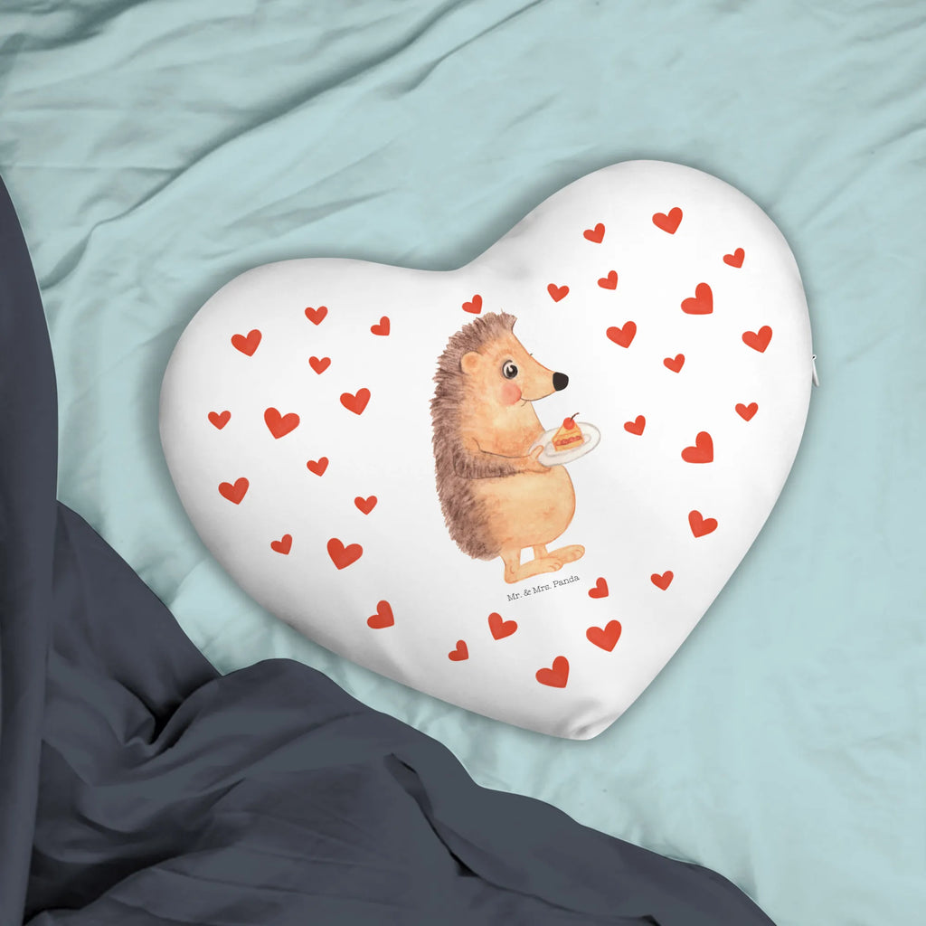Heart cushion Hedgehog piece of cake small animals, cute, funny, cute animal motives, hand drawn, small world, funny sayings, good mood, happy, gifts, gift ideas, special gifts, animal lover, card, invitation party, bake cake, cake, hedgehog, baking gift, birthday cake, food saying
