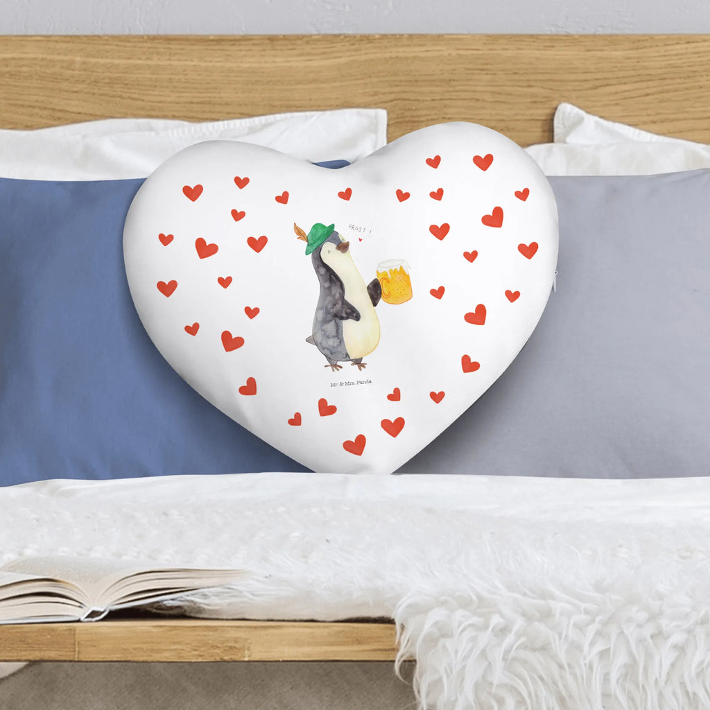 Heart cushion Penguin Beer Penguin, North Pole, Winter, Penguins, beer, Oktoberfest, penguins