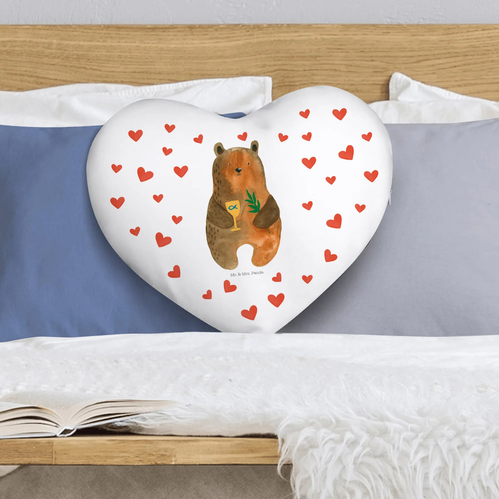 Heart cushion bear confirmation bear, teddy, teddy bear, cuddly toy, service, confirmation, church, evangelic