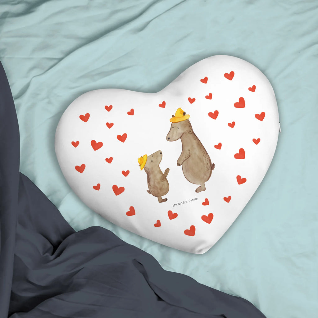 Heart cushion Bears with hats Family, Father's Day, Mother's Day, brother, sister, Mom, Dad, dad, father, family, son, daddy, sons, child, role model, favourite person, father's day, children, bear, father-son