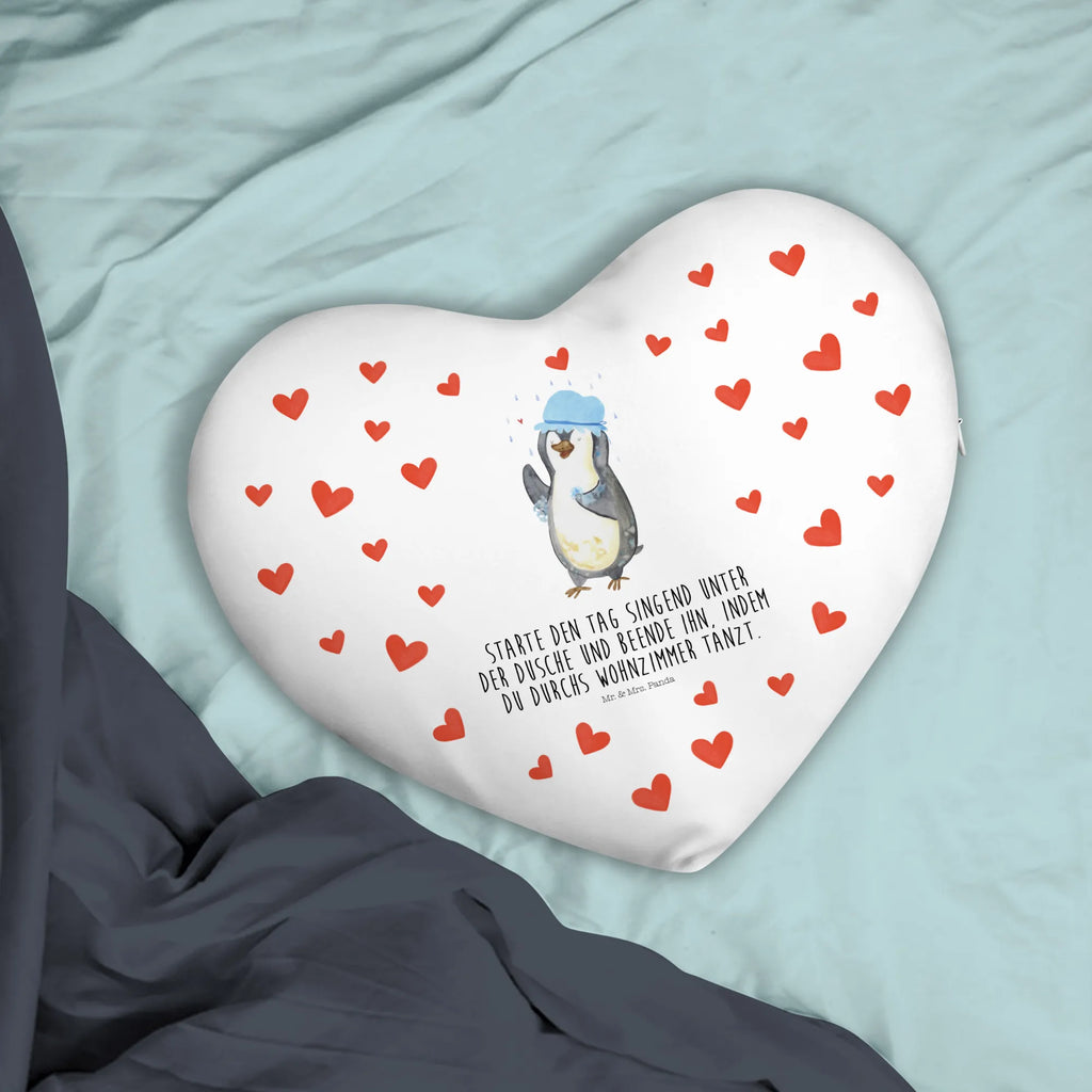 Heart cushion Penguin have a shower Penguin, North Pole, Winter, Penguins, shower, motivation, new beginning, new start, being happy, life motto, penguins