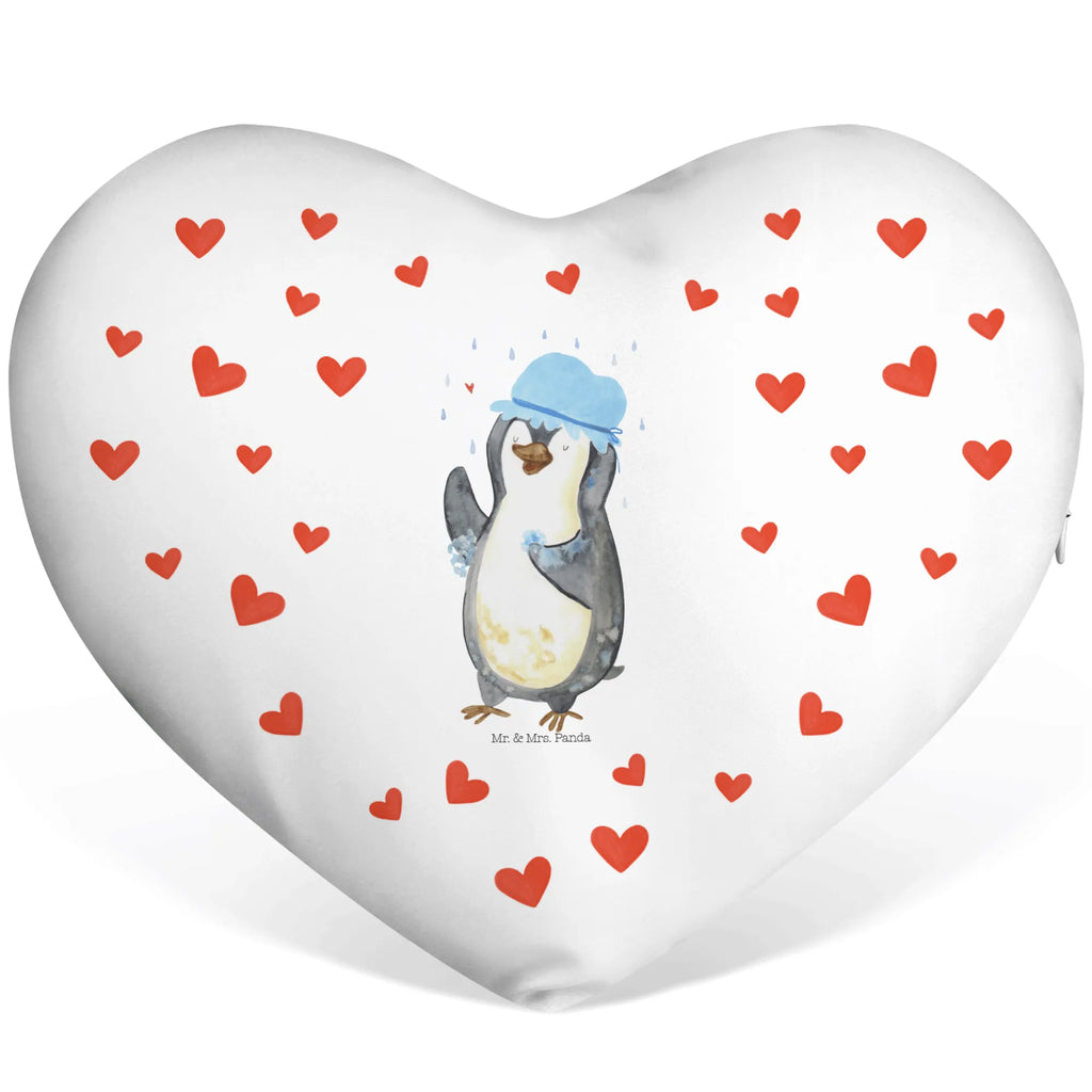 Heart cushion Penguin have a shower Penguin, North Pole, Winter, Penguins, shower, motivation, new beginning, new start, being happy, life motto, penguins