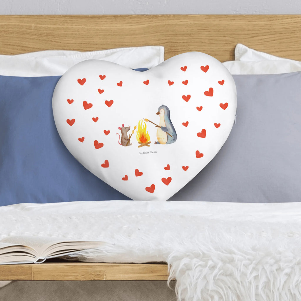 Heart cushion Penguin campfire Penguin, North Pole, Winter, Penguins, life motivation, new start, everyday office life, work, life, motivation, fire, life motto, campfire, marshmallows, barbecue, job, office, love, mouse, penguins
