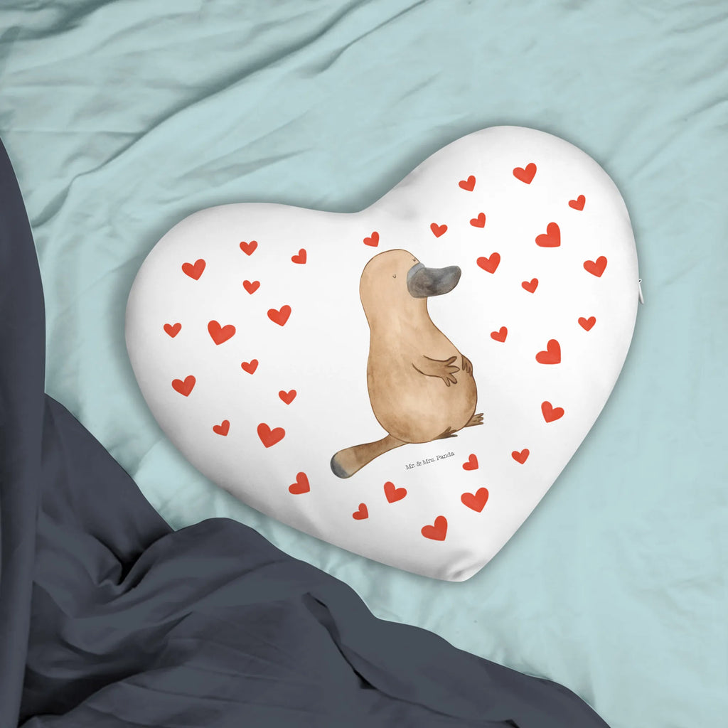 Heart cushion platypus courage Seafood, aquatic animals, ocean, sea, fish, shells, corals, reef, whale, narwhal, sea urchin, lobster, platypus, turtle, manatee, crocodile, orca, shrimp, gifts for seafood lovers, water world, underwater animals, underwater world, vacation, deep sea, seafood fans, gift ideas, seafood decoration, seafood posters, Platypus, new start, courage, brave, motivation, office, Raodtrip, wisdom, new beginning, work, world trip, training