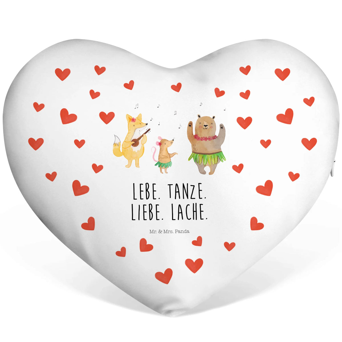 Heart cushion forest animals Aloha card, gift ideas, gifts, small animals, cute, cute animal motives, hand drawn, funny sayings, good mood, special gifts, animal lover, laughter, music, forest animals, forest, rabbit, dancing