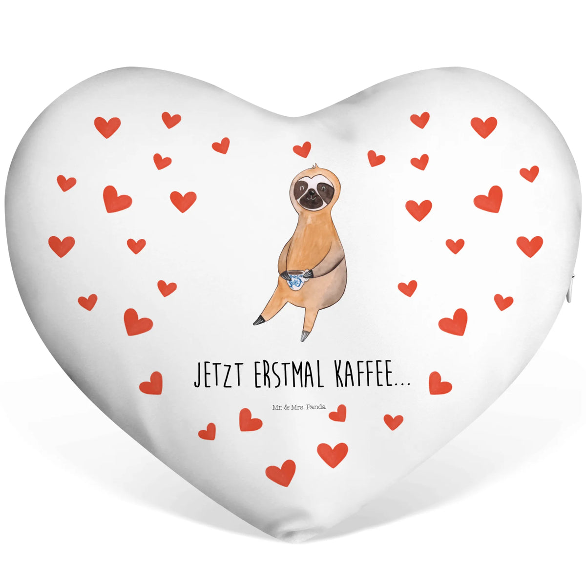 Heart cushion sloth Coffee trend animal, coffee cup, connoisseur, early riser, favourite animal, lazy, morning grumbler, first coffee