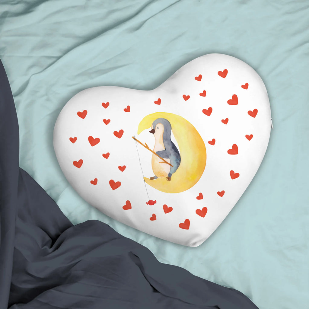 Heart cushion Penguin moon Penguin, North Pole, Winter, Penguins, sleep, falling asleep, insomnia, saying, bedroom, guest room, penguins, night's rest