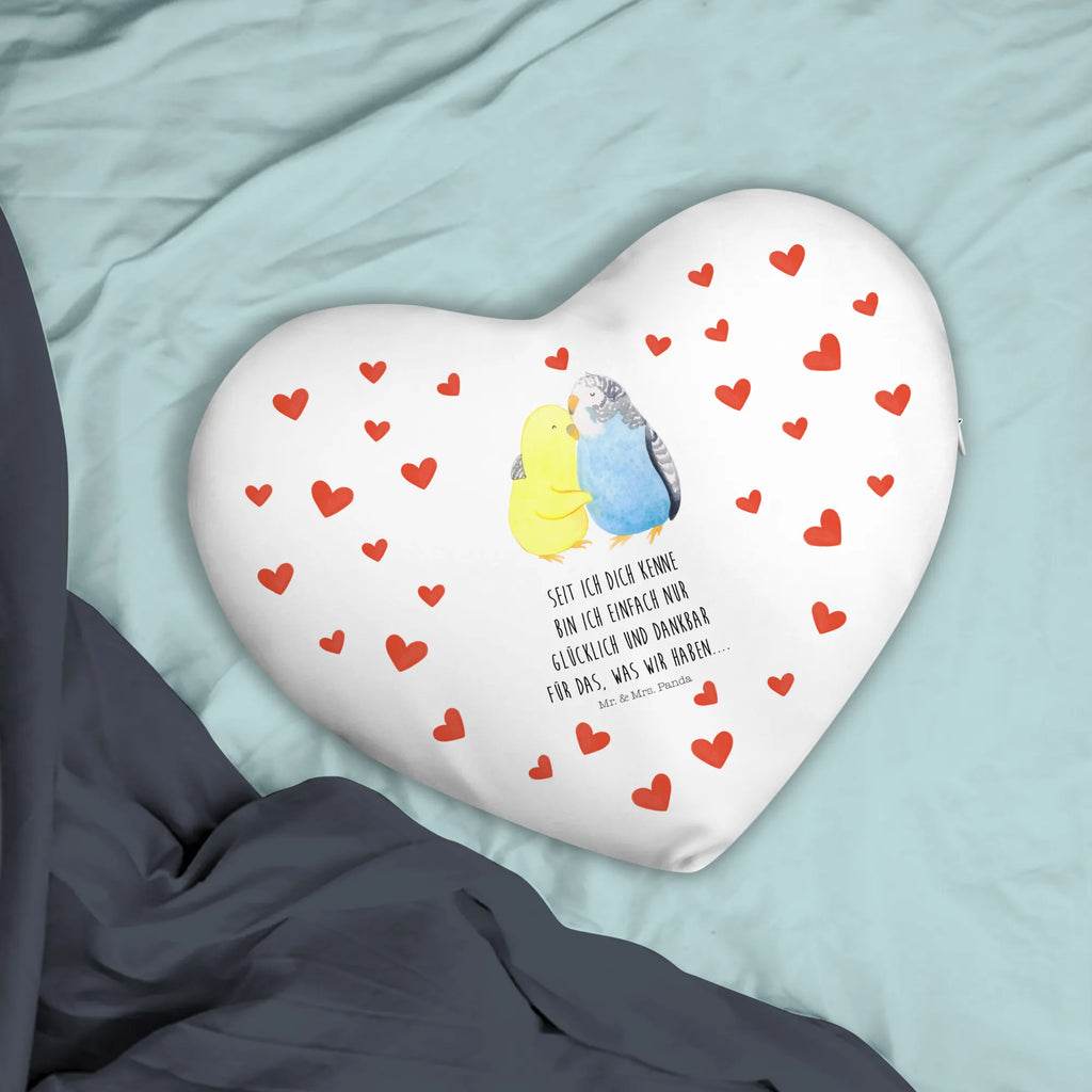 Poduszka w kształcie serca Miłość papużki falistej Miłość, partner, przyjaciel, przyjaciółka, mąż, żona, wesele, zaręczyny, prośba o rękę, prezent miłosny, rocznica, dzień ślubu