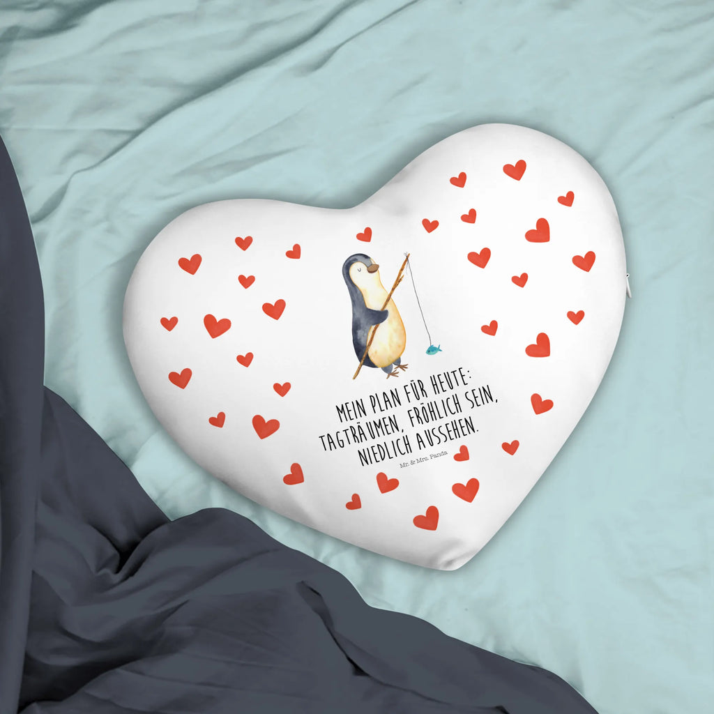 Heart cushion Penguin angler Penguin, North Pole, Winter, Penguins, planner, new start, daydreams, penguin, gift idea, weekend, hobby, daily schedule, motivation, plan, gift, penguins, vacation, friends, fishing, angler