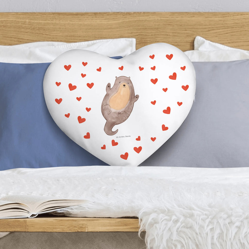 Heart cushion otter Embrace otter, marten, sea otter, European otter, water mammal, aquatic animal, baby otter, predator, water, otter gifts, animal lover, gift ideas for animal lovers, animal, mammal, water animal, gifts for people in love, Otter Sea Otter Lake Otter