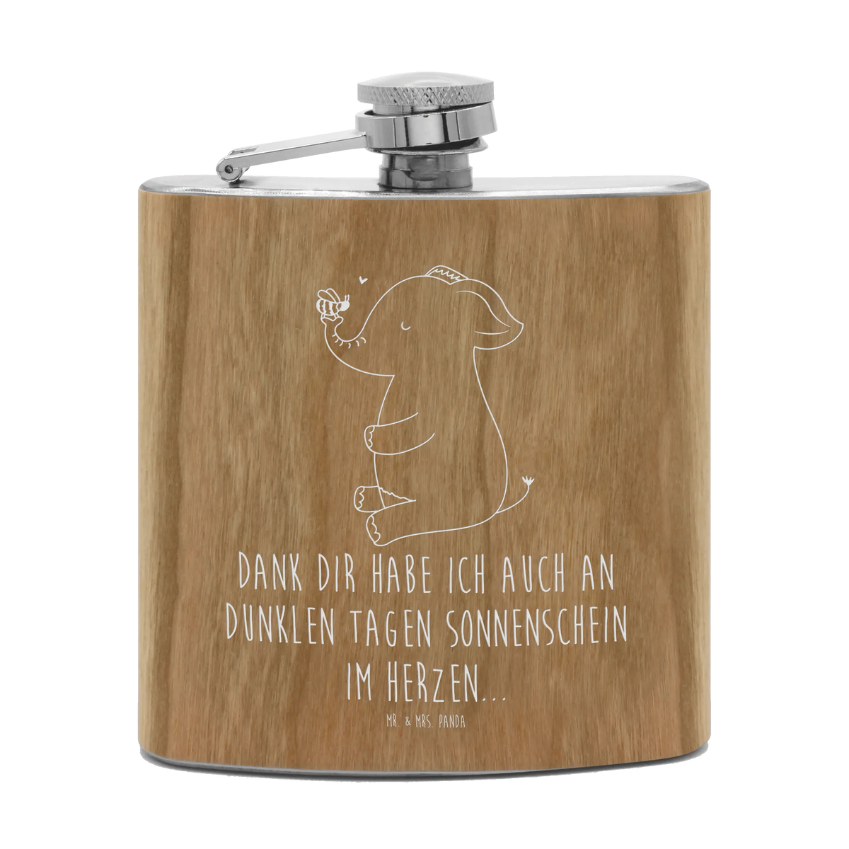 Hipflask elephant bee small animals, cute, funny, cute animal motives, hand drawn, small world, funny sayings, good mood, happy, gifts, gift ideas, special gifts, animal lover, card, marriage proposal, love, wedding gift, proof of love, love gift, love saying, elephant, bee, anniversary