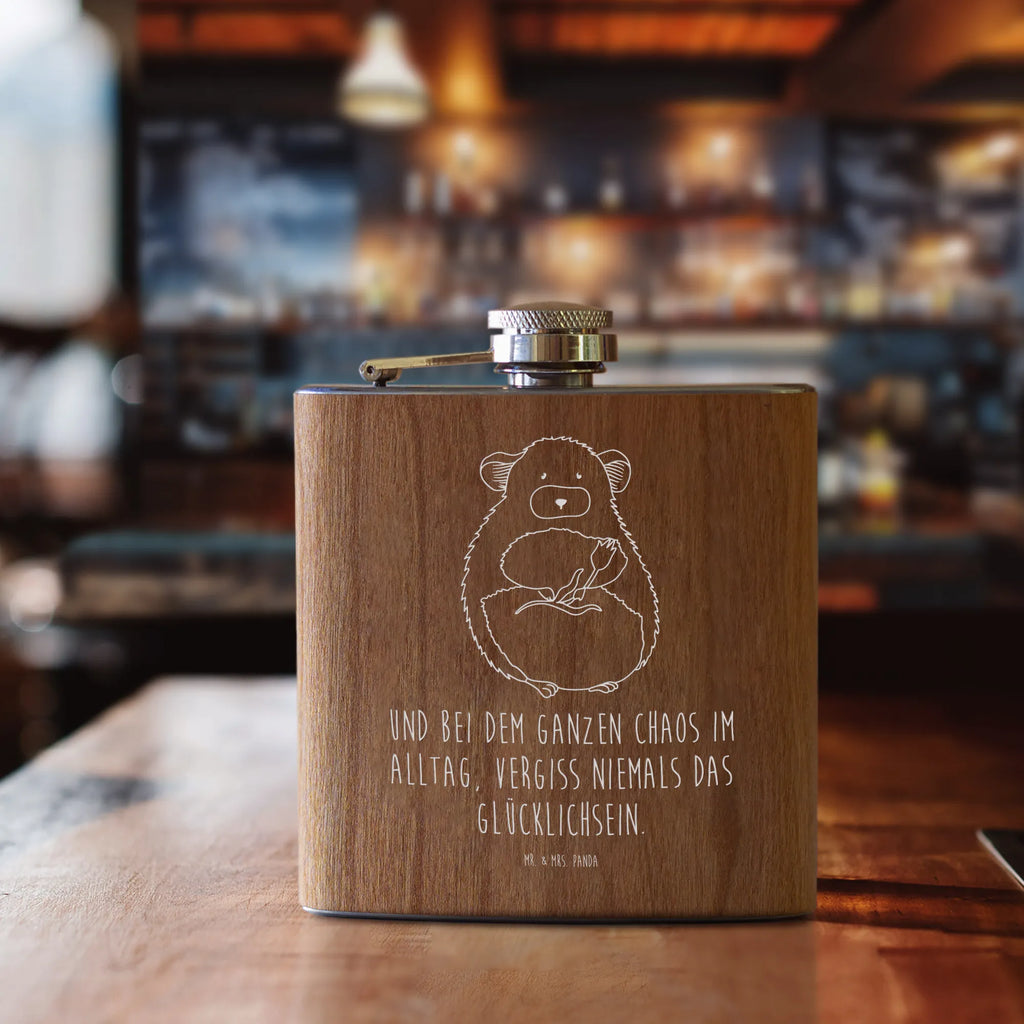 Hipflask chinchilla flower small animals, cute, funny, cute animal motives, hand drawn, small world, funny sayings, good mood, happy, gifts, gift ideas, special gifts, animal lover, card, grief, chaos, happiness, being sad, depression, heartache, office, chinchilla, office life, chinchillas