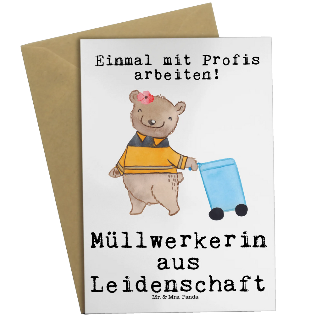 Grußkarte Müllwerkerin aus Leidenschaft Geburtstagskarte, Hochzeitskarte, Glückwunschkarte, Einladungskarte, Karte, Klappkarte, Ansichtskarten, Grußkarte, Beruf, Ausbildung, Jubiläum, Abschied, Rente, Kollege, Kollegin, Geschenk, Schenken, Arbeitskollege, Mitarbeiter, Firma, Danke, Dankeschön, Müllentsorgerin, Fachkraft Kreislauf- und Abfallwirtschaft, Kehrichtfrau, Müllfrau, Müllfahreriin, Müllwerkerin