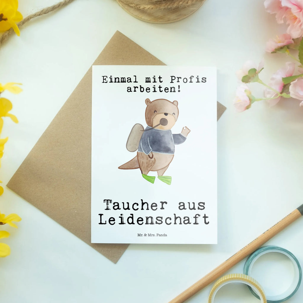 Grußkarte Taucher aus Leidenschaft Hochzeitskarte, Geburtstagskarte, Klappkarte, Grußkarte, Ansichtskarten, Karte, Glückwunschkarte, Einladungskarte, Beruf, Ausbildung, Jubiläum, Abschied, Rente, Kollege, Kollegin, Geschenk, Schenken, Arbeitskollege, Mitarbeiter, Firma, Danke, Dankeschön