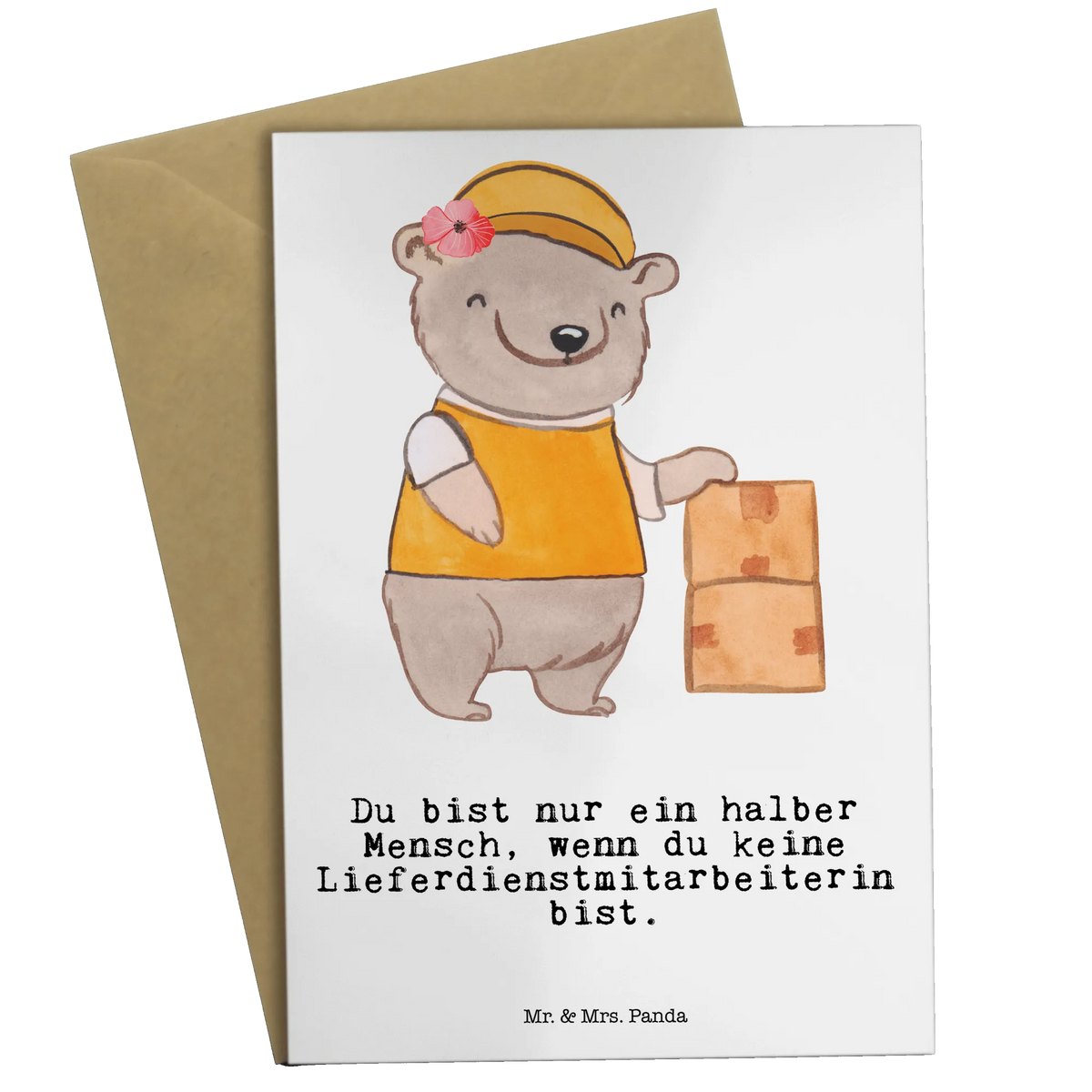 Grußkarte Lieferdienstmitarbeiterin Herz