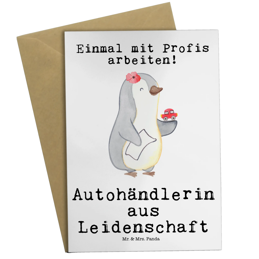 Grußkarte Autohändlerin aus Leidenschaft Karte, Einladungskarte, Hochzeitskarte, Glückwunschkarte, Klappkarte, Geburtstagskarte, Grußkarte, Ansichtskarten, Beruf, Ausbildung, Jubiläum, Abschied, Rente, Kollege, Kollegin, Geschenk, Schenken, Arbeitskollege, Mitarbeiter, Firma, Danke, Dankeschön, Autoverkäuferin, Autohandel, Eröffnung Autohaus, Gebrauchtwagenhändlerin, Autohändlerin