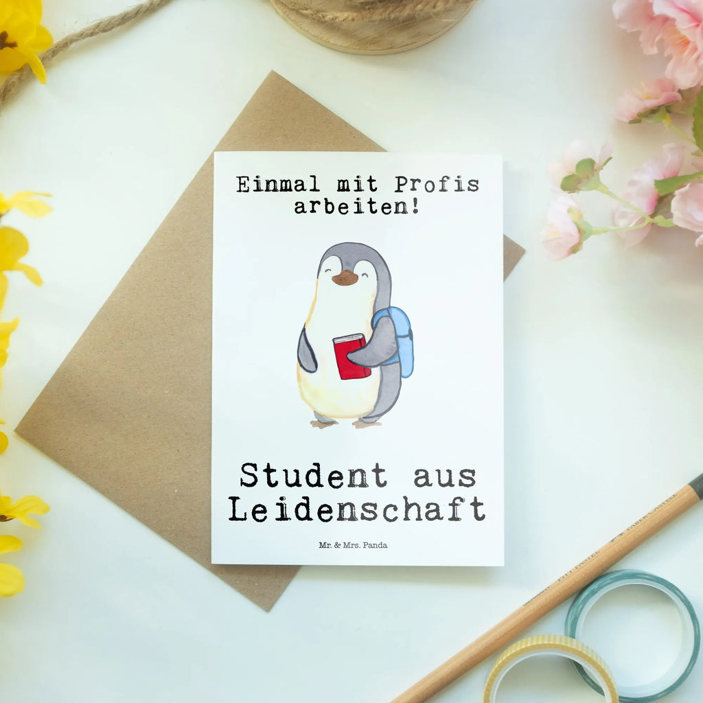 Grußkarte Student aus Leidenschaft Klappkarte, Glückwunschkarte, Einladungskarte, Karte, Ansichtskarten, Grußkarte, Hochzeitskarte, Geburtstagskarte, Beruf, Ausbildung, Jubiläum, Abschied, Rente, Kollege, Kollegin, Geschenk, Schenken, Arbeitskollege, Mitarbeiter, Firma, Danke, Dankeschön