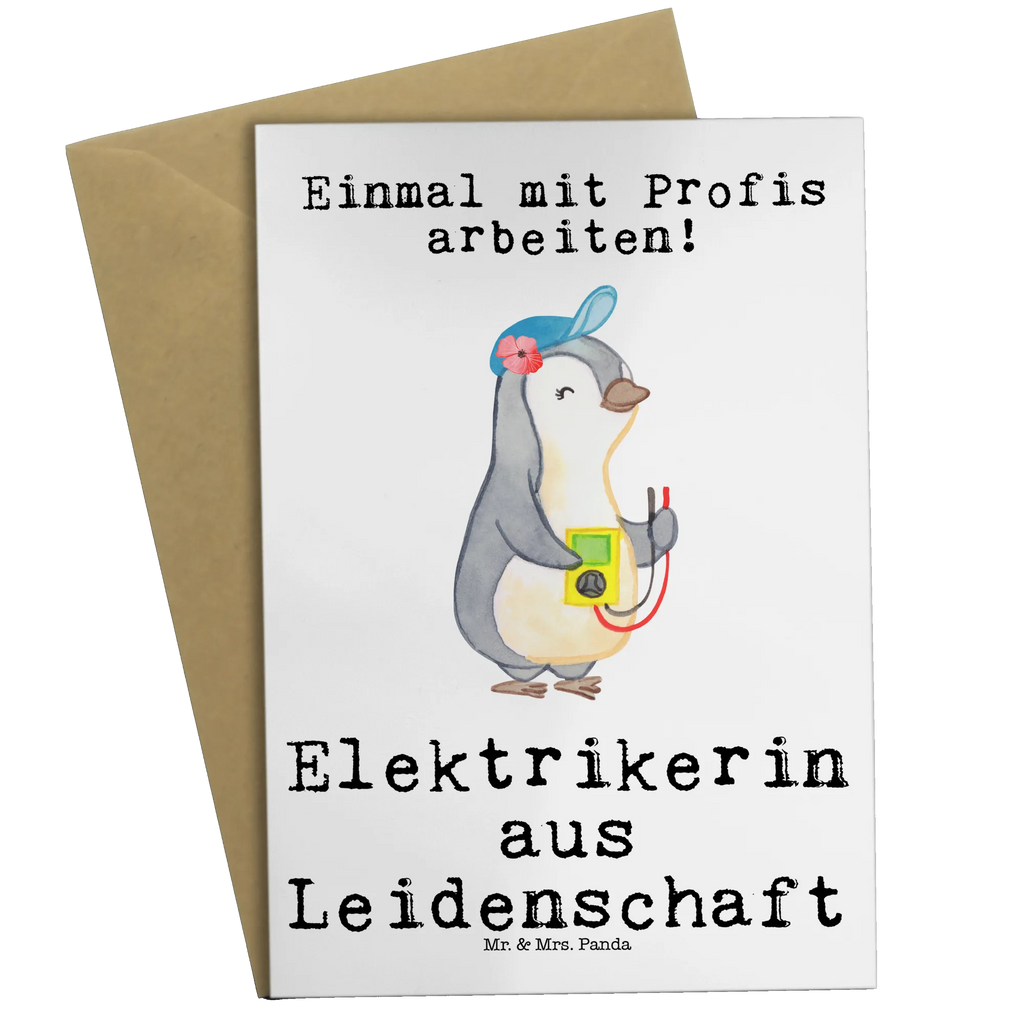 Grußkarte Elektrikerin aus Leidenschaft Glückwunschkarte, Ansichtskarten, Einladungskarte, Karte, Grußkarte, Geburtstagskarte, Hochzeitskarte, Klappkarte, Beruf, Ausbildung, Jubiläum, Abschied, Rente, Kollege, Kollegin, Geschenk, Schenken, Arbeitskollege, Mitarbeiter, Firma, Danke, Dankeschön, Elektroinstallateurin, Elektrotechnikerin, Elektrikerin, Gesellenprüfung, Elektromeisterin, Elektronmonteurin