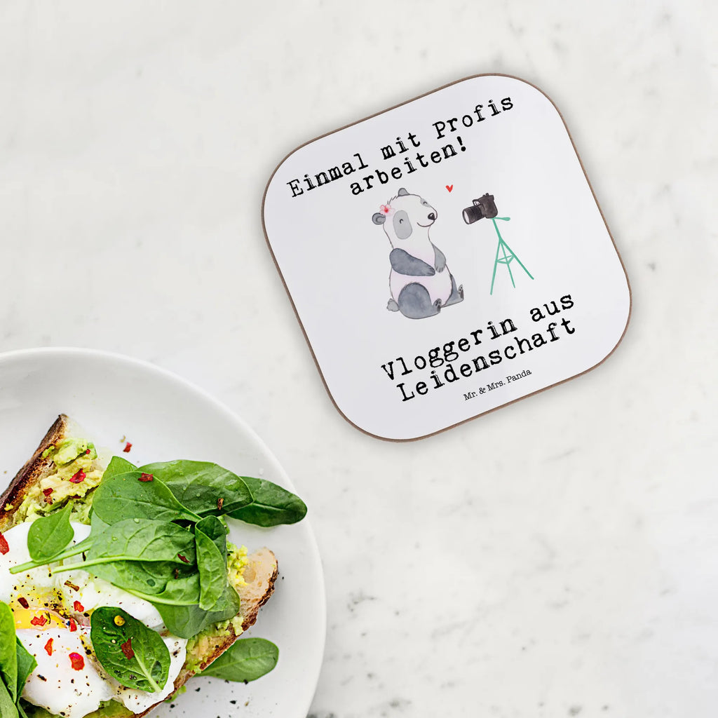 Square coaster vlogger Passion presents, glass coasters, party, breakfast, gift, gifts, Coasters, gift idea, best, farewell gift, passing exam, anniversary, retirement, promotion, job start, sayings, funny, profession