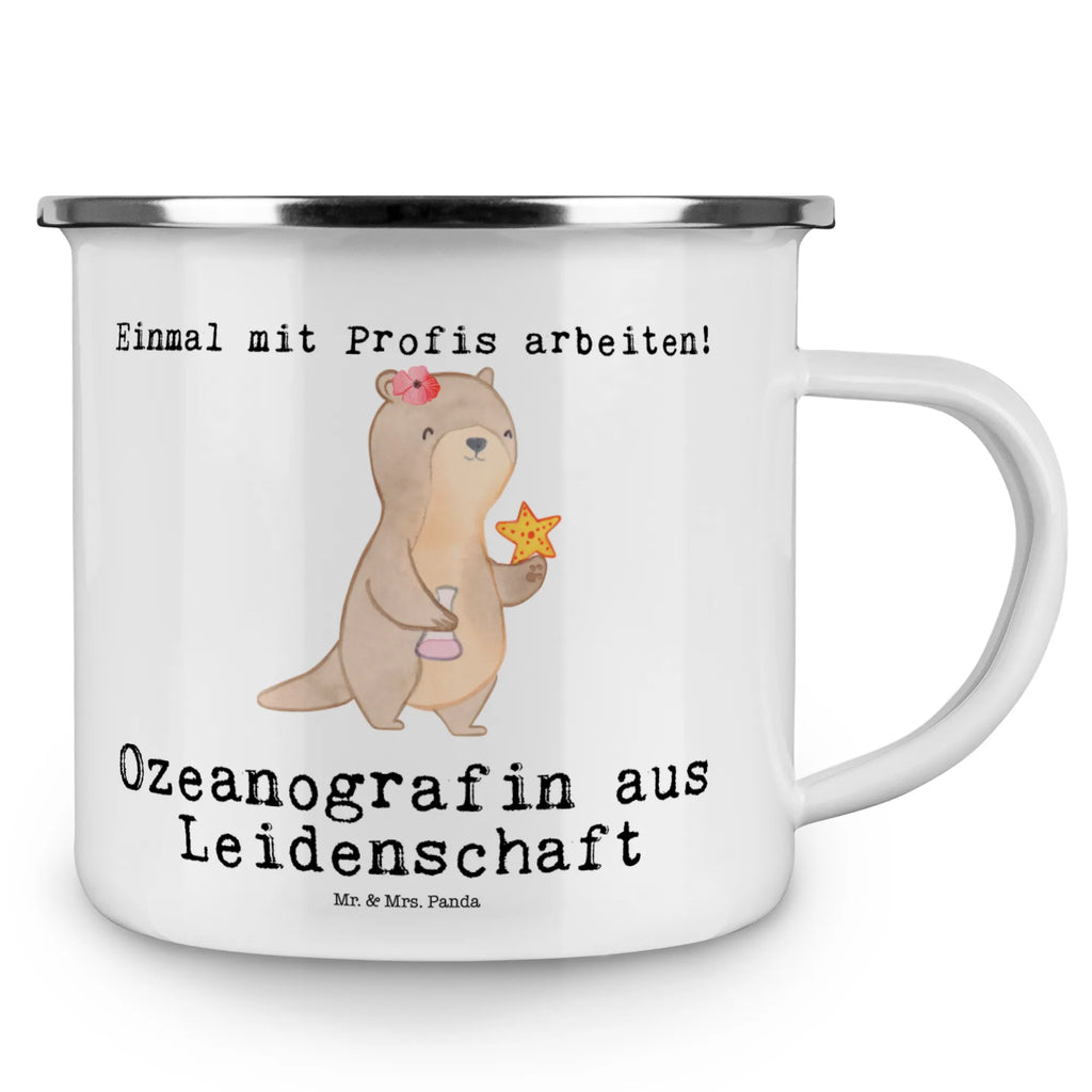 Kempingowy kubek emaliowany Oceanografka pasja Zawód, Wykształcenie, Jubileusz, Pożegnanie, Emerytura, Kolega, Koleżanka, Prezent, Dawać, Pracownik, Współpracownik, Firma, Dziękuję, Dziękuję bardzo