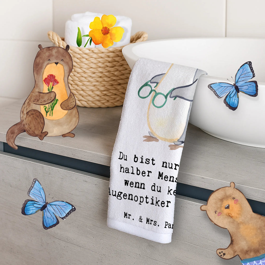 Guest towel optician Heart guest towels, towel, 50 x 30, hand towels, Guest towel, gift, gift idea, best, farewell gift, passing exam, anniversary, retirement, promotion, job start, sayings, funny, profession