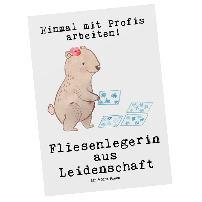 Postkarte Fliesenlegerin Leidenschaft