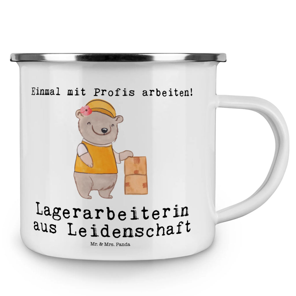 Kempingowy kubek emaliowany Magazynierka Pasja Zawód, Wykształcenie, Jubileusz, Pożegnanie, Emerytura, Kolega, Koleżanka, Prezent, Dawać, Pracownik, Współpracownik, Firma, Dziękuję, Dziękuję bardzo