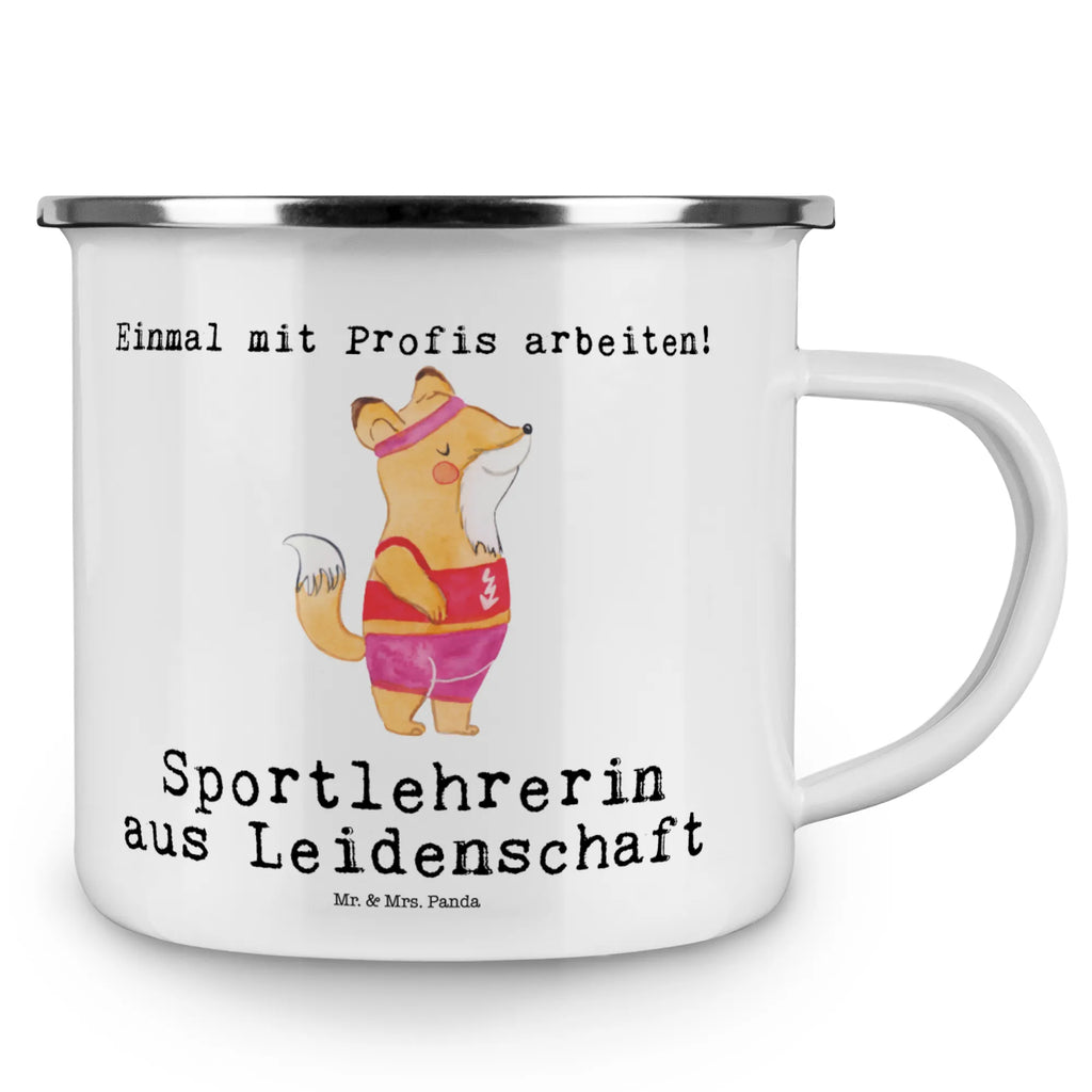Kempingowy kubek emaliowany nauczycielka wychowania fizycznego pasja Zawód, Wykształcenie, Jubileusz, Pożegnanie, Emerytura, Kolega, Koleżanka, Prezent, Dawać, Pracownik, Współpracownik, Firma, Dziękuję, Dziękuję bardzo