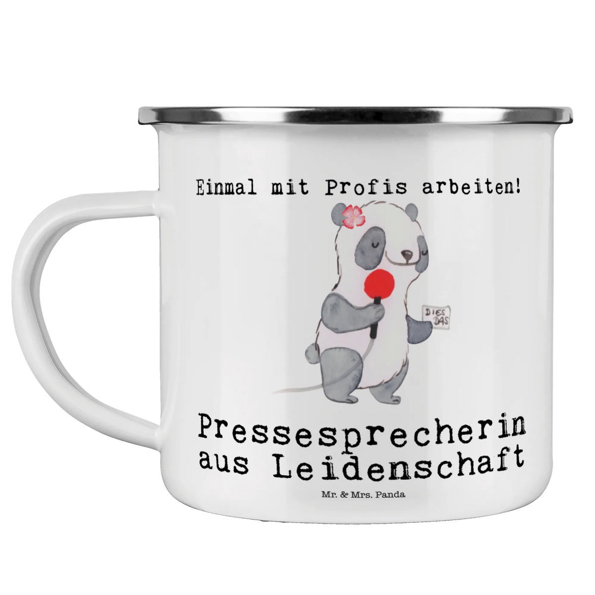 Kempingowy kubek emaliowany Rzeczniczka prasowa pasja Zawód, Wykształcenie, Jubileusz, Pożegnanie, Emerytura, Kolega, Koleżanka, Prezent, Dawać, Pracownik, Współpracownik, Firma, Dziękuję, Dziękuję bardzo