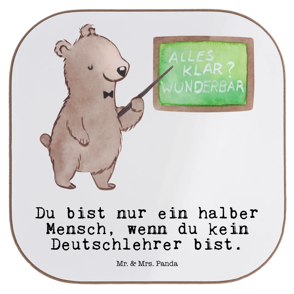Square coaster German teacher Heart gift, sayings, gift idea, best, farewell gift, passing exam, anniversary, retirement, promotion, job start, profession