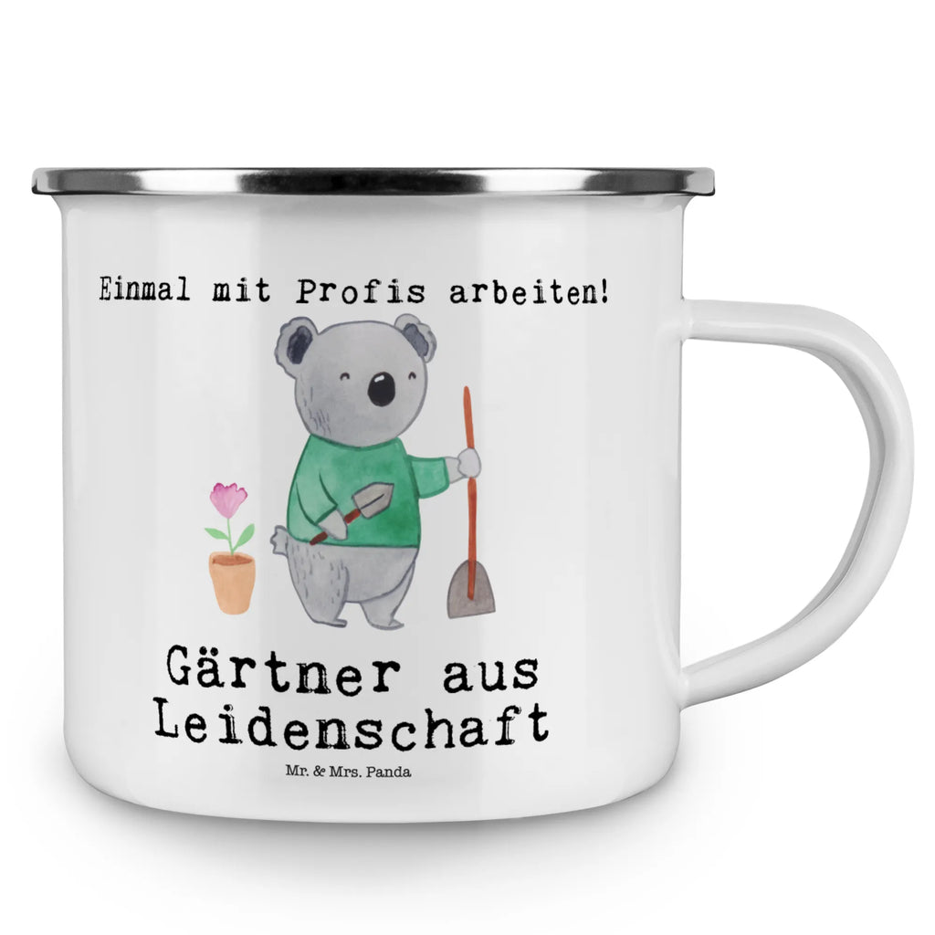 Kempingowy kubek emaliowany Ogrodnik Pasja Zawód, Wykształcenie, Jubileusz, Pożegnanie, Emerytura, Kolega, Koleżanka, Prezent, Dawać, Pracownik, Współpracownik, Firma, Dziękuję, Dziękuję bardzo