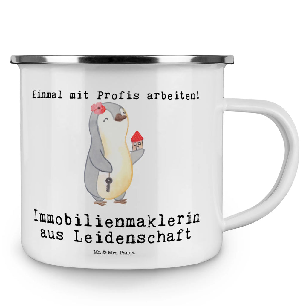 Kempingowy kubek emaliowany agentka nieruchomości pasja Zawód, Wykształcenie, Jubileusz, Pożegnanie, Emerytura, Kolega, Koleżanka, Prezent, Dawać, Pracownik, Współpracownik, Firma, Dziękuję, Dziękuję bardzo