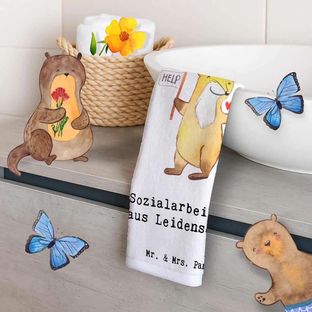 Ręcznik dla gości pracownica socjalna Pasja Zawód, Wykształcenie, Jubileusz, Pożegnanie, Emerytura, Kolega, Koleżanka, Prezent, Dawać, Pracownik, Współpracownik, Firma, Dziękuję, Dziękuję bardzo