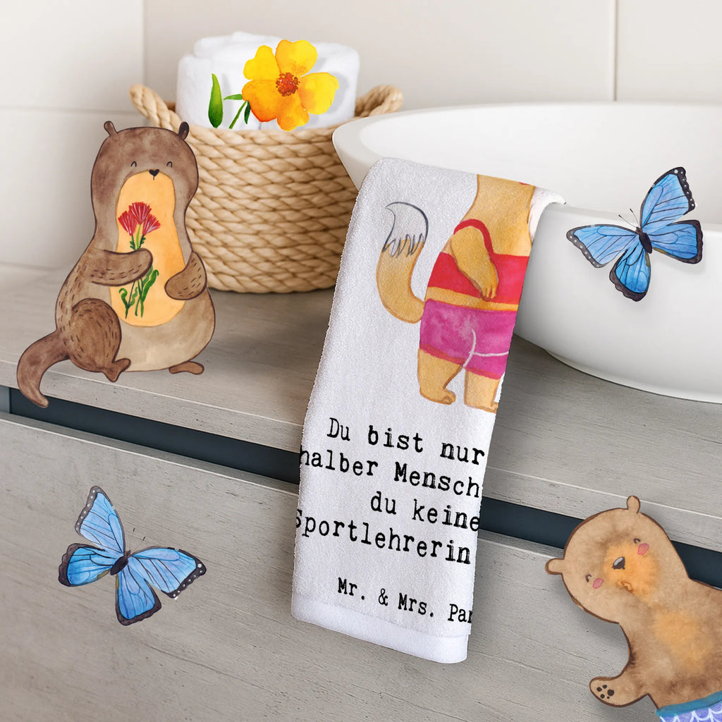 Ręcznik dla gości nauczycielka wychowania fizycznego Serce Zawód, Wykształcenie, Jubileusz, Pożegnanie, Emerytura, Kolega, Koleżanka, Prezent, Dawać, Pracownik, Współpracownik, Firma, Dziękuję, Dziękuję bardzo