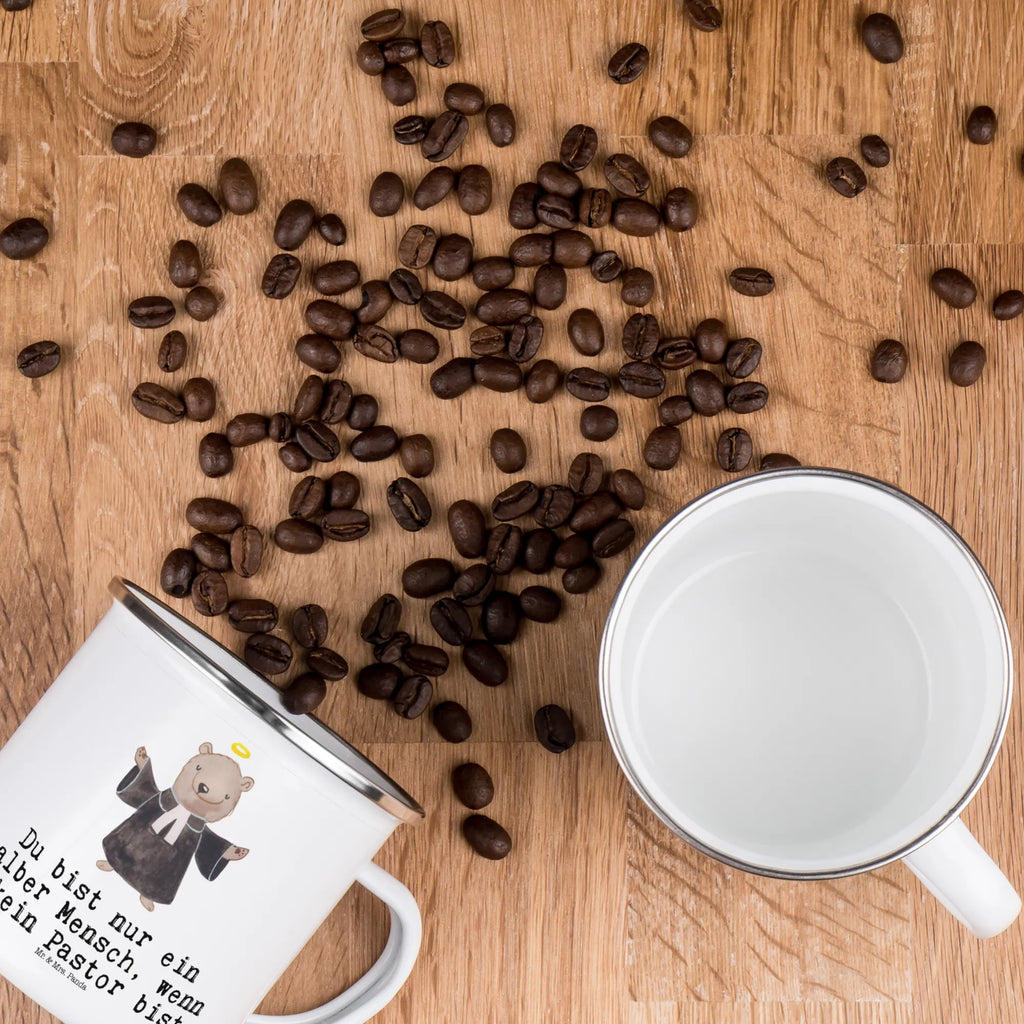 Kempingowy kubek emaliowany pastor serce Zawód, Wykształcenie, Jubileusz, Pożegnanie, Emerytura, Kolega, Koleżanka, Prezent, Dawać, Pracownik, Współpracownik, Firma, Dziękuję, Dziękuję bardzo