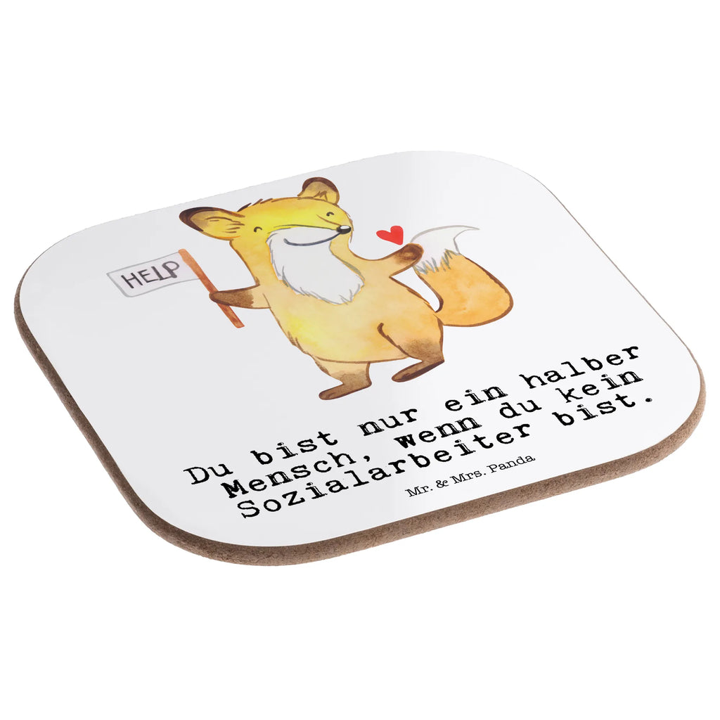 Square coaster Social Worker Heart breakfast, gifts, glass coasters, presents, gift, party, Coasters, gift idea, best, farewell gift, passing exam, anniversary, retirement, promotion, job start, sayings, funny, profession