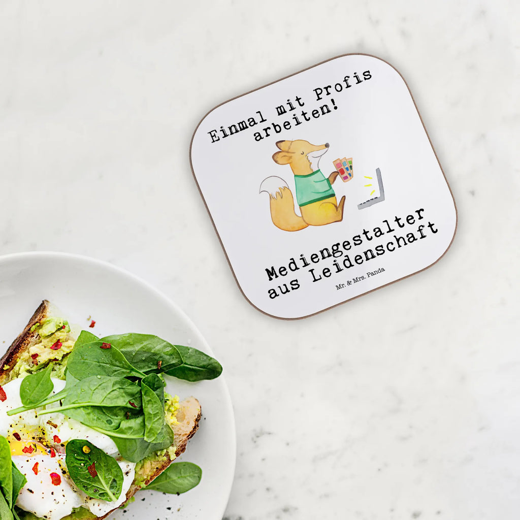 Square coaster Media Designer Passion presents, gifts, gift, party, glass coasters, Coasters, breakfast, gift idea, best, farewell gift, passing exam, anniversary, retirement, promotion, job start, sayings, funny, profession