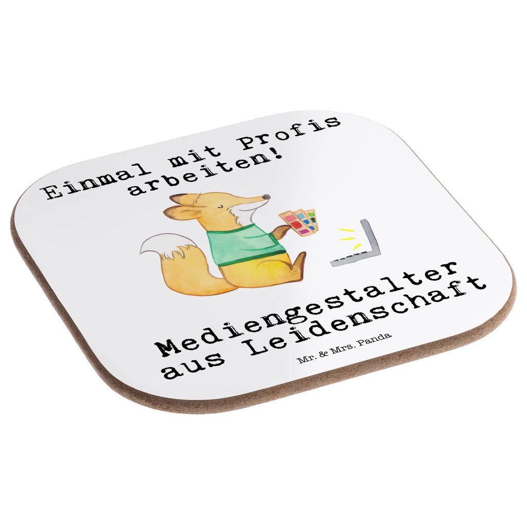 Square coaster Media Designer Passion presents, gifts, gift, party, glass coasters, Coasters, breakfast, gift idea, best, farewell gift, passing exam, anniversary, retirement, promotion, job start, sayings, funny, profession