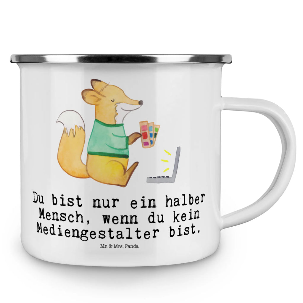 Kempingowy kubek emaliowany Projektant mediów Serce Zawód, Wykształcenie, Jubileusz, Pożegnanie, Emerytura, Kolega, Koleżanka, Prezent, Dawać, Pracownik, Współpracownik, Firma, Dziękuję, Dziękuję bardzo