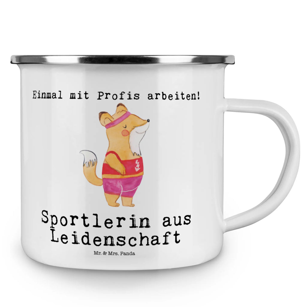 Kempingowy kubek emaliowany sportsmenka Pasja Zawód, Wykształcenie, Jubileusz, Pożegnanie, Emerytura, Kolega, Koleżanka, Prezent, Dawać, Pracownik, Współpracownik, Firma, Dziękuję, Dziękuję bardzo