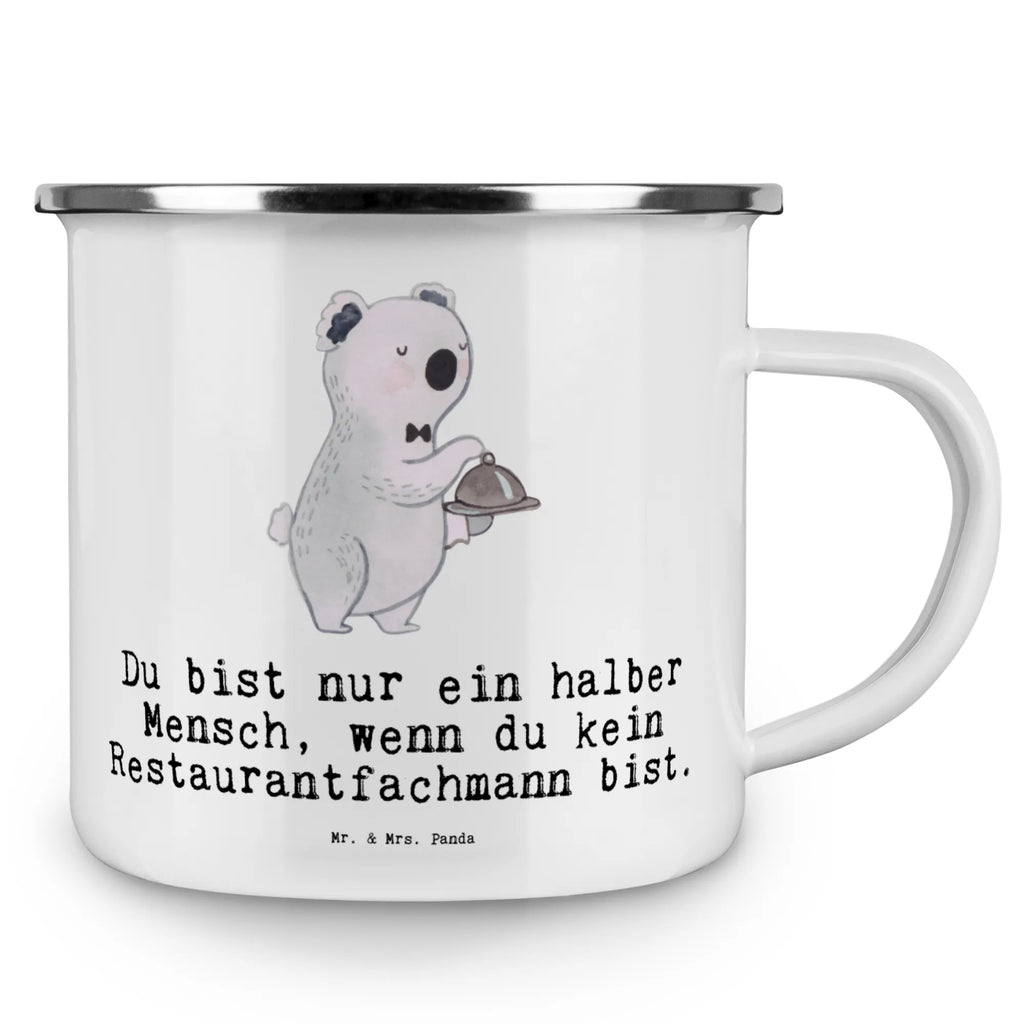 Kempingowy kubek emaliowany Kelner restauracyjny serce Zawód, Wykształcenie, Jubileusz, Pożegnanie, Emerytura, Kolega, Koleżanka, Prezent, Dawać, Pracownik, Współpracownik, Firma, Dziękuję, Dziękuję bardzo