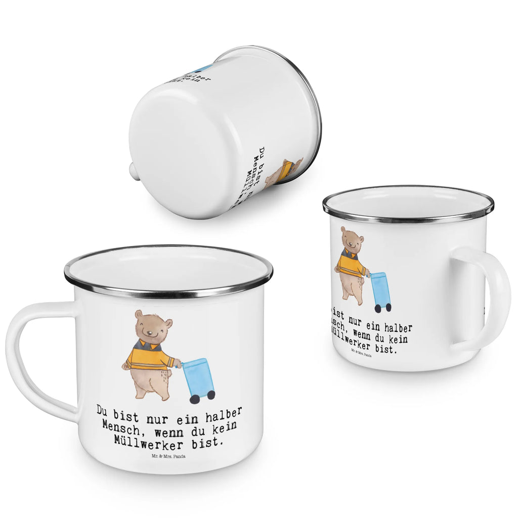 Kempingowy kubek emaliowany Śmieciarz Serce Zawód, Wykształcenie, Jubileusz, Pożegnanie, Emerytura, Kolega, Koleżanka, Prezent, Dawać, Pracownik, Współpracownik, Firma, Dziękuję, Dziękuję bardzo