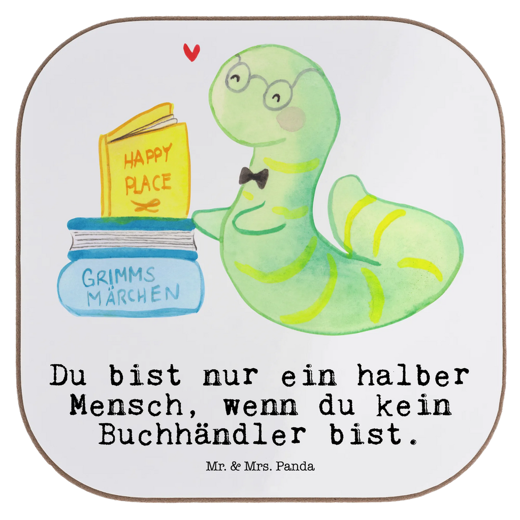 Square coaster Bookseller heart presents, gifts, Coasters, party, gift, breakfast, glass coasters, gift idea, best, farewell gift, passing exam, anniversary, retirement, promotion, job start, sayings, funny, profession