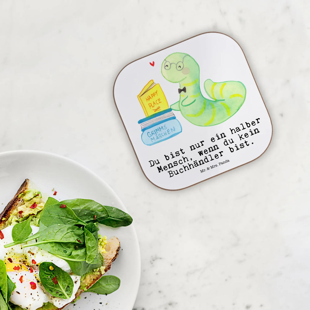 Square coaster Bookseller heart presents, gifts, Coasters, party, gift, breakfast, glass coasters, gift idea, best, farewell gift, passing exam, anniversary, retirement, promotion, job start, sayings, funny, profession