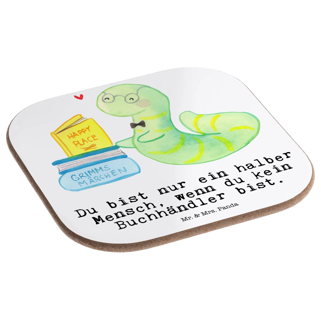 Square coaster Bookseller heart presents, gifts, Coasters, party, gift, breakfast, glass coasters, gift idea, best, farewell gift, passing exam, anniversary, retirement, promotion, job start, sayings, funny, profession