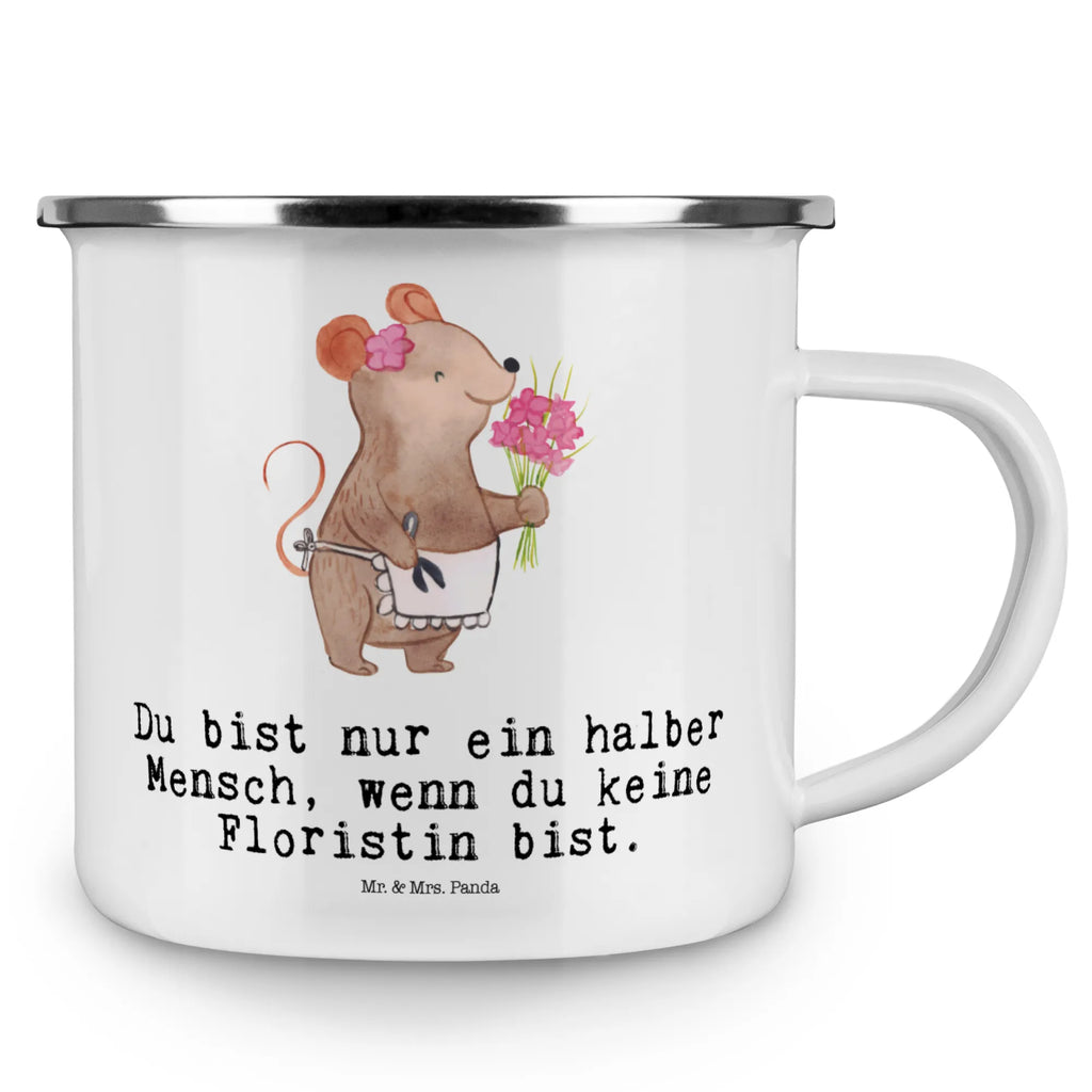 Kempingowy kubek emaliowany kwiaciarka serce Zawód, Wykształcenie, Jubileusz, Pożegnanie, Emerytura, Kolega, Koleżanka, Prezent, Dawać, Pracownik, Współpracownik, Firma, Dziękuję, Dziękuję bardzo