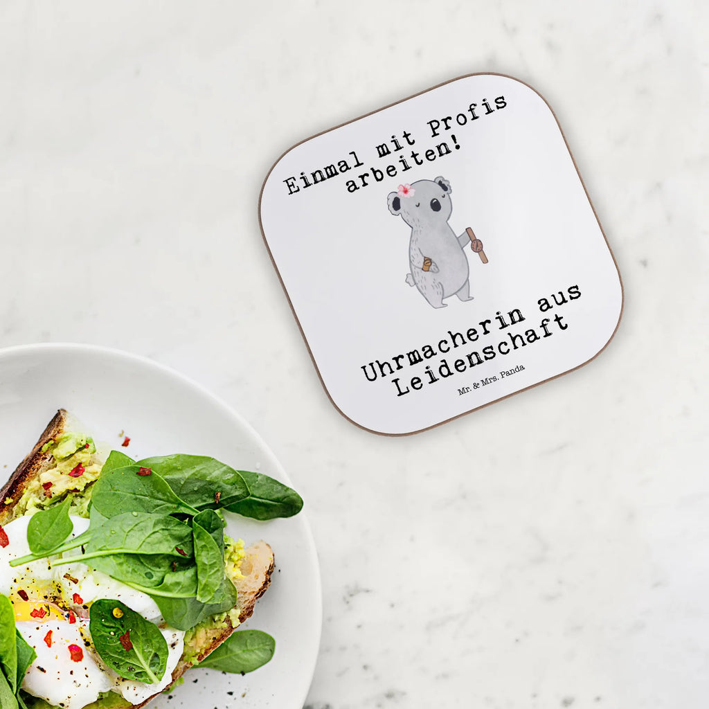 Square coaster female watchmaker Passion presents, gifts, breakfast, Coasters, glass coasters, party, gift, gift idea, best, farewell gift, passing exam, anniversary, retirement, promotion, job start, sayings, funny, profession