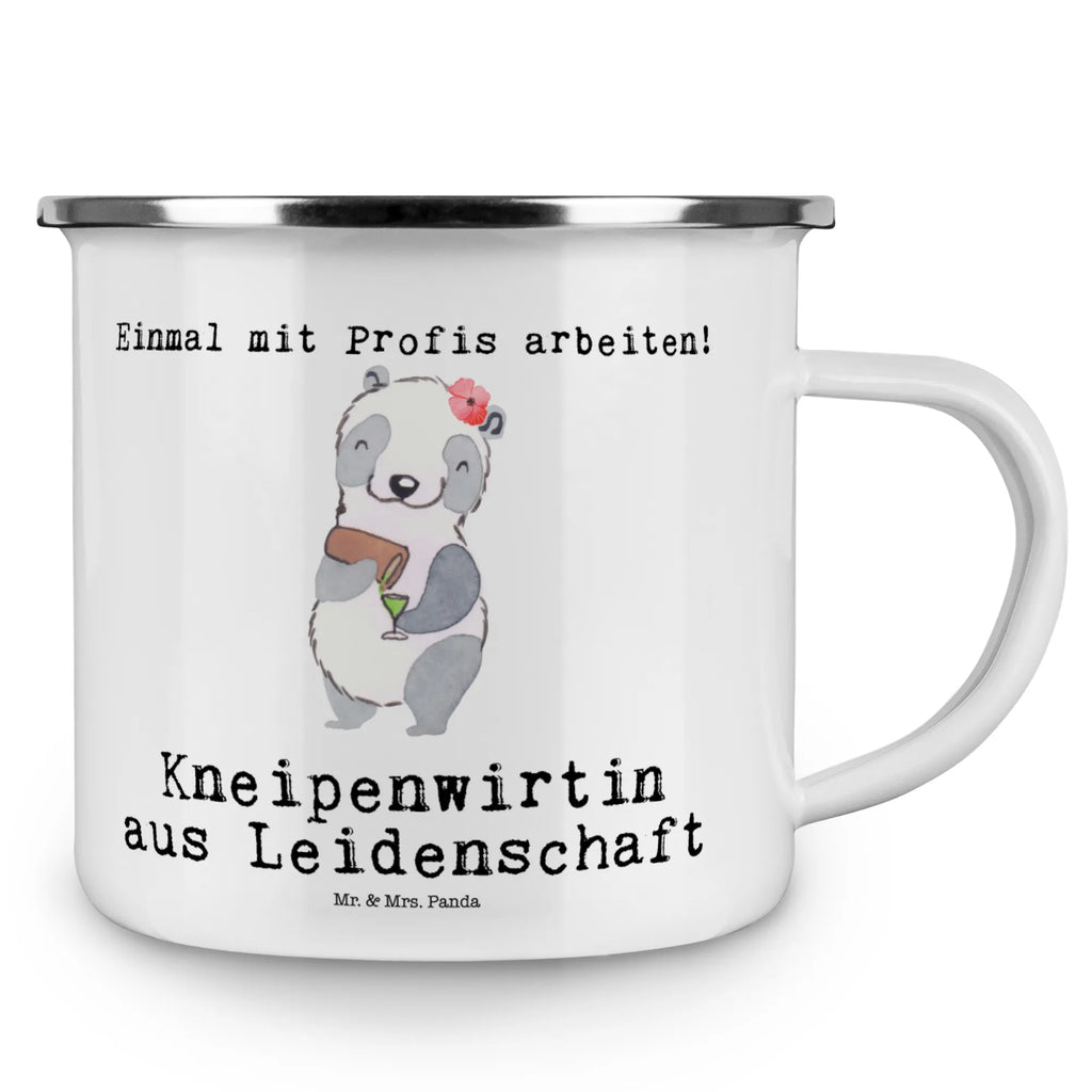 Kempingowy kubek emaliowany Właścicielka knajpy Pasja Zawód, Wykształcenie, Jubileusz, Pożegnanie, Emerytura, Kolega, Koleżanka, Prezent, Dawać, Pracownik, Współpracownik, Firma, Dziękuję, Dziękuję bardzo